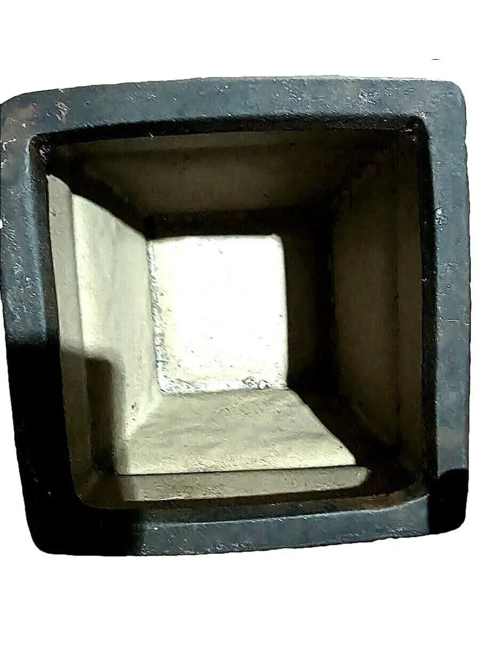 Vintage Square Ceramic Planter Black Tan Scroll Relief Small Flower Pot